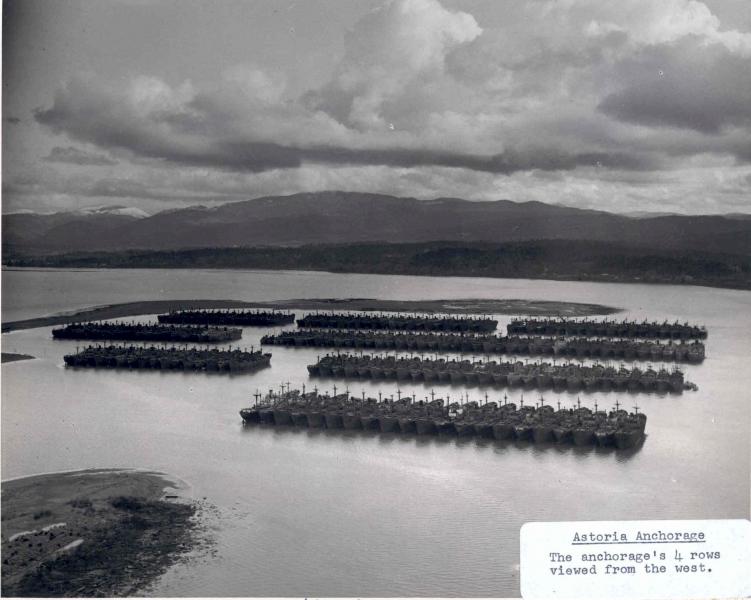 An aerial view of the NDRF Anchorage near Astoria, Oregon. Date unknown.