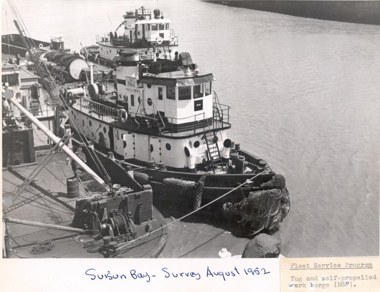 Suisun Bay Reserve Fleet Self-propelled work barge. Date unknown.
