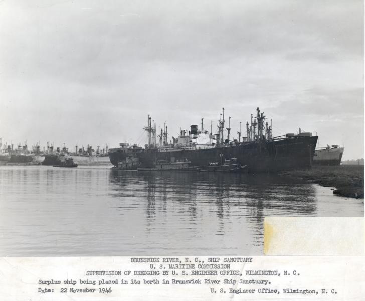 Brunswick River Ship Sanctuary – predecessor of the Wilmington Reserve Fleet, 1946.