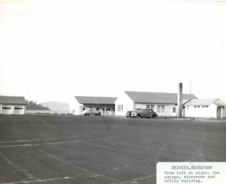 Shore-side buildings at the NDRF anchorage near Astoria, Oregon. Date unknown.