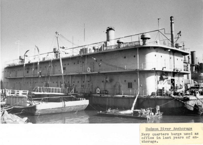 U.S. Navy berthing barge used as fleet offices. Date unknown.