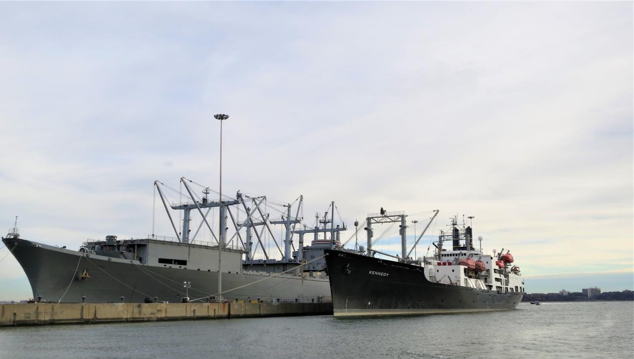 SS Wright (Left) and T/S Kennedy (Right) berthed at Staten Island in December 2012. Photo Credit: Barbara Voulgaris