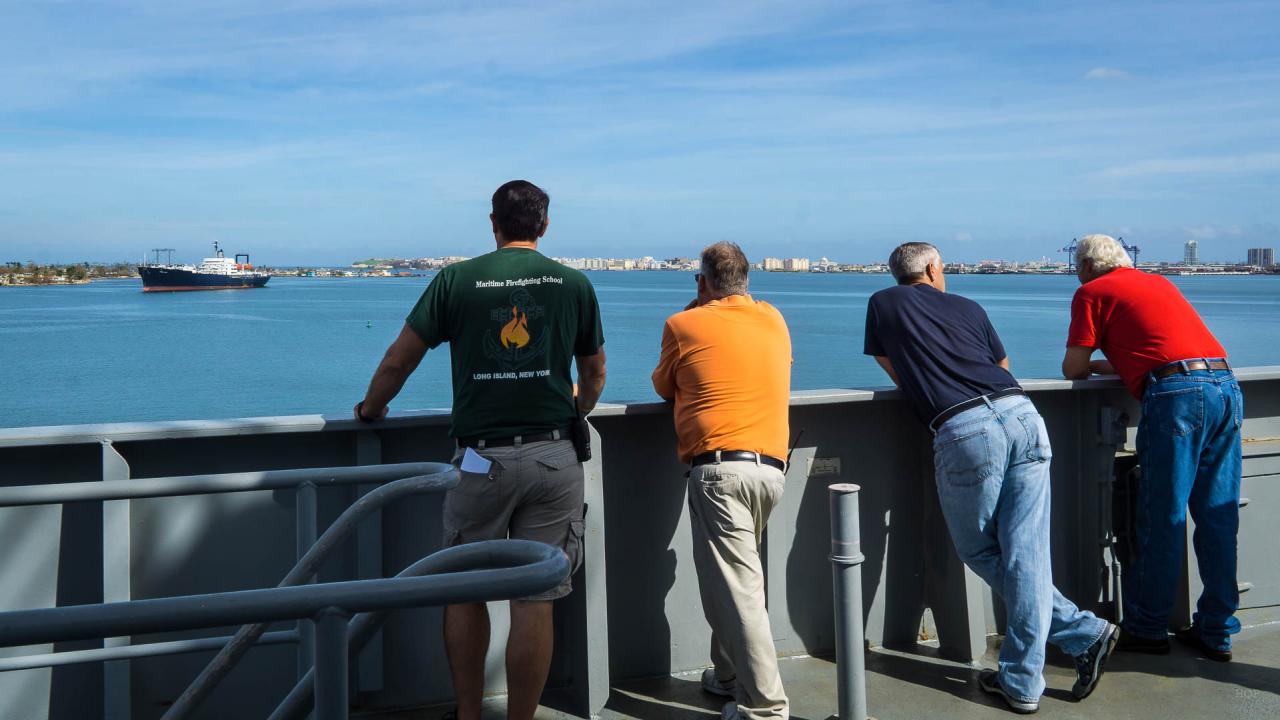 TS Kennedy Crew Watching TS Empire State Dock