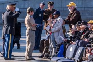 A veteran is honored.